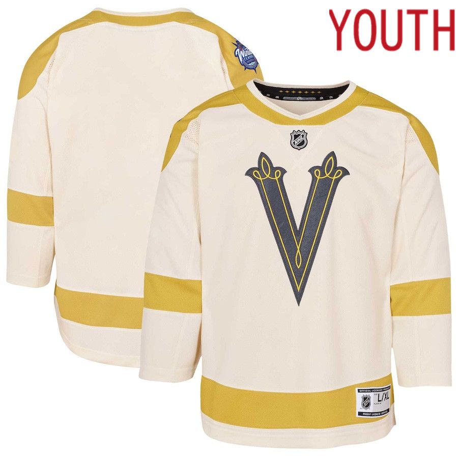 Youth Vegas Golden Knights Cream 2024 NHL Winter Classic Premier Jersey->youth nhl jersey->Youth Jersey
